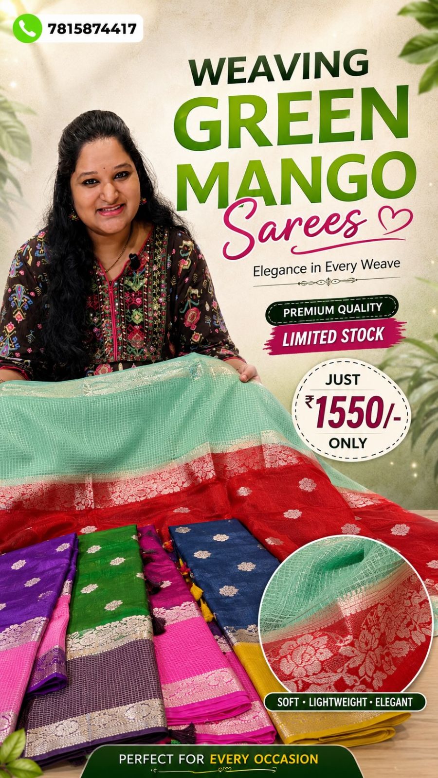 WEAVING GREEN MANGO SAREE