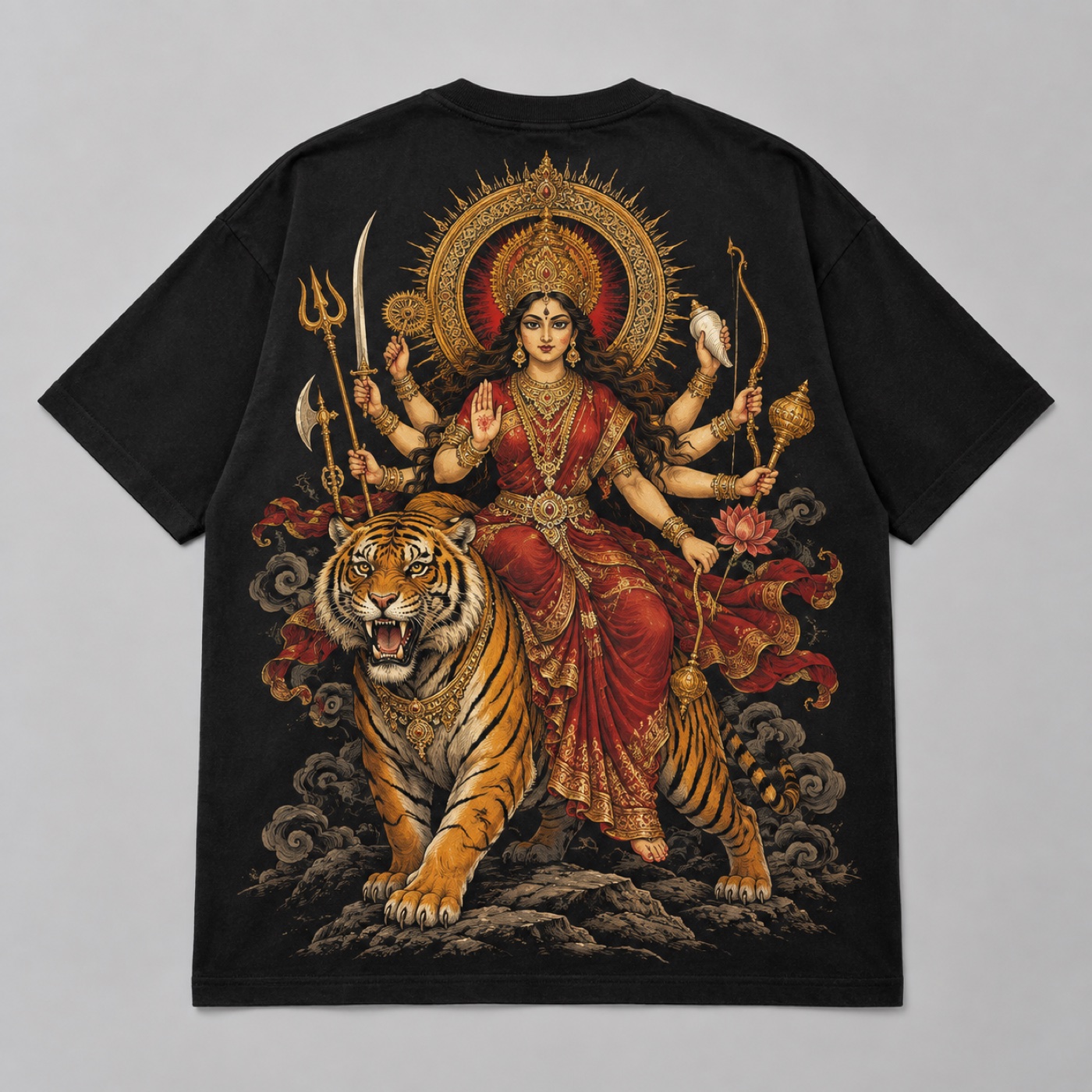 Durga on Tiger Tee · Black